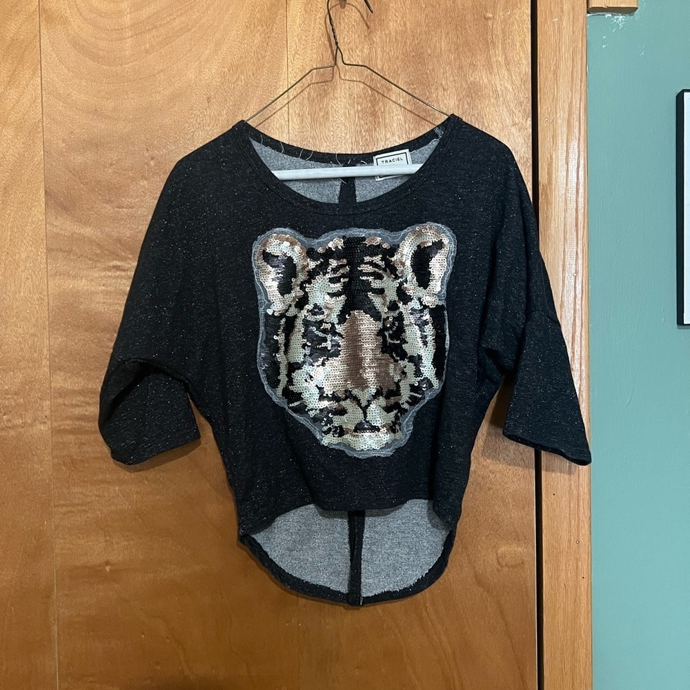 Traciel Tiger Crop Top with 3/4 sleeve